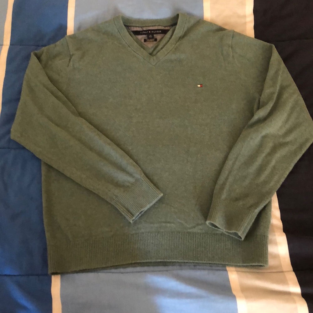 Tommy Hilfiger Teal Sweater (v-neck) Men’s Large